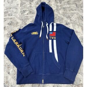 Roots Canada Men's Blue Varsity Jacket Zip Up Sweatshirt Limited Edition Size L